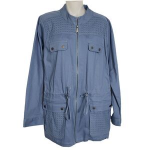 Linea by Louis Dell'Olio Womens Anorak Jacket Medium Eyelet Detail Blue A273881